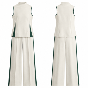 White and Green Paneled Casual T-Shirt
