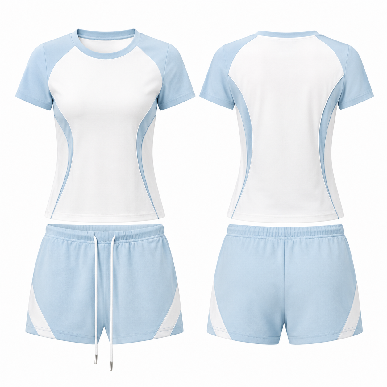 White and Sky Blue Striped Casual T-Shirt