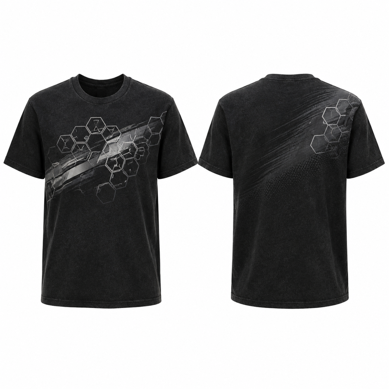 Black and Silver Classic Crew Neck T-Shirt