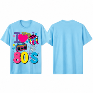 Sky Blue and White Classic Fit Cotton T-Shirt