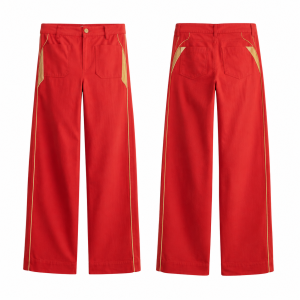 Gold and Red Tapered Pants