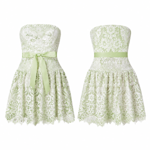 Green and White Polka Dot Wrap Dress