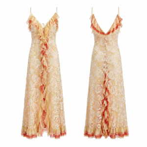 Gold and Red Embroidered Maxi Dress