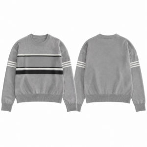 Gray-Black Jacquard Knit Sweater