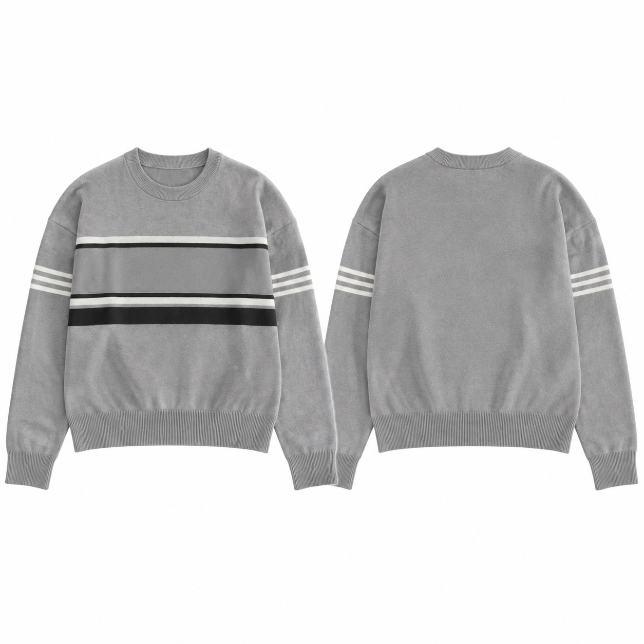 Gray-Black Jacquard Knit Sweater