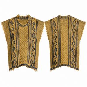 Gold-Navy Jacquard Knit Sweater