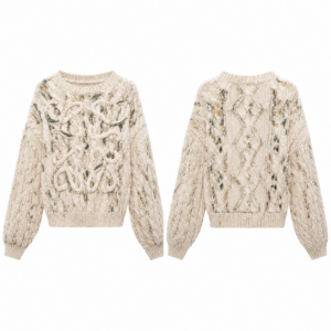 Gold-Forest Green Jacquard Knit Sweater