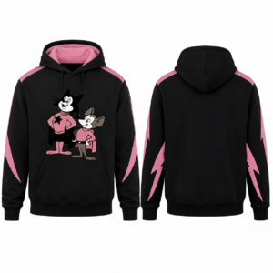Black-Pink Contrast Sports Sweater