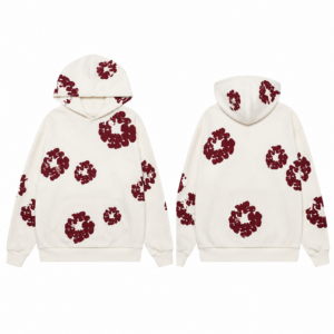 White-Burgundy Soccer Hoodie Sweatshirt