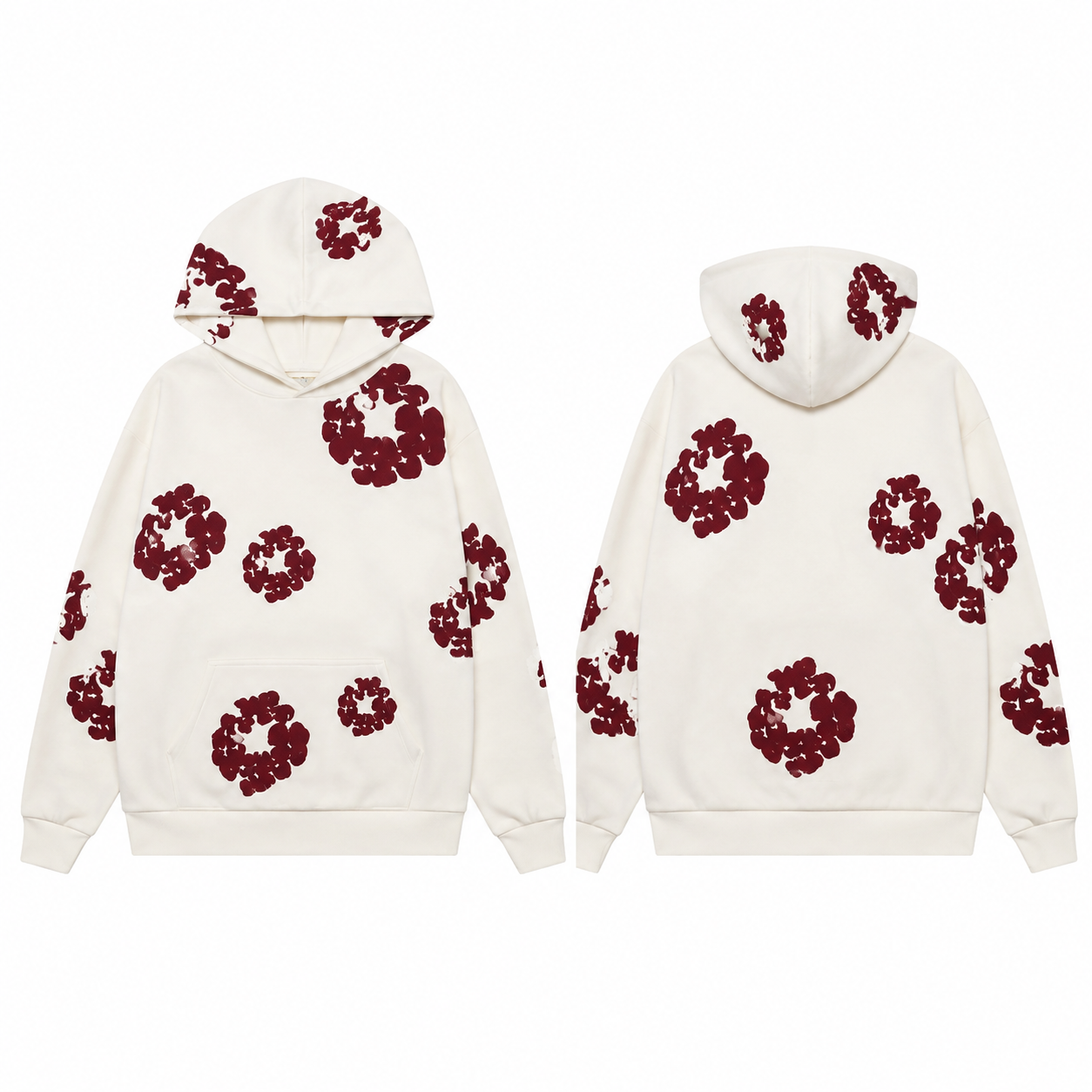White-Burgundy Soccer Hoodie Sweatshirt