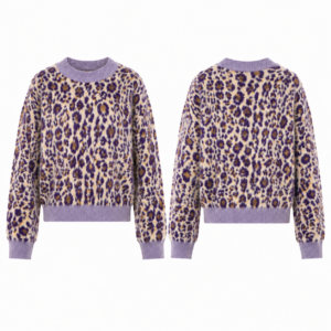 Purple-Gold Jacquard Knit Sweater