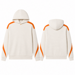Men's White-Orange Sports Sweater
