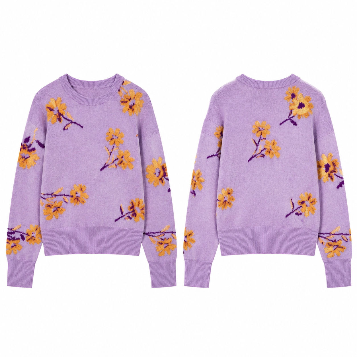 Men's Purple and Gold Knit Sweater