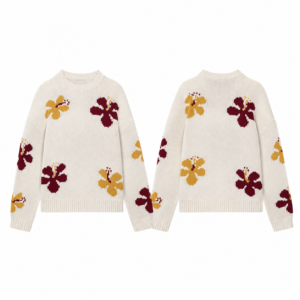 Men's Burgundy and Gold Knit Sweater